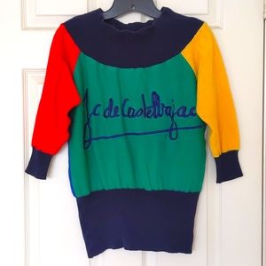 JC De Castelbajac Woman's colorful 100% cotton sweater with embroidery.